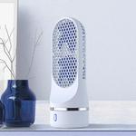 Automatic Shaking Head Tower Fan Desktop USB Charging Double Spiral Fan(White)