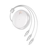 3 in 1 8 Pin + Micro USB + USB-C / Type-C Creative Telescopic Data Cable Fast Charging Cable, Cable Length: 1m(Swan White)