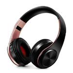 HIFI Stereo Wireless Bluetooth Headphone for Xiaomi iPhone Sumsamg Tablet, with Mic, Support SD Card & FM(Rose Gold Black)