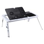 Portable Fold-able Adjustable High Laptop Desk  with Cooling Fan(White)
