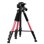 Q111 4-Section Folding Legs Live Broadcast Aluminum Alloy Tripod Mount with Three-dimensional Damping Tripod Heads(Red)