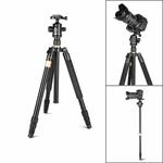 Q222 Portable 4-Section Folding Legs Aluminum Alloy Tripod Mount Monopod Holder with Ball Heads