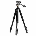 Q338 4-Section Folding Legs Live Broadcast Aluminum Alloy Tripod Mount With Three-dimensional Head