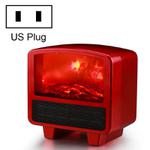 Home Office Small 3d Flame Desktop Fireplace Heater, Plug Type:US Plug(Red)