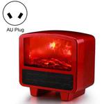 Home Office Small 3d Flame Desktop Fireplace Heater, Plug Type:AU Plug(Red)