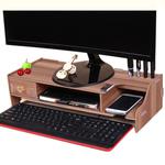 Monitor Wooden Stand Computer Desk Organizer with Keyboard Mouse Storage Slots(Cherrywood)