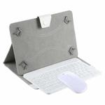 YS-001 7-8 inch Tablet Phones Universal Mini Wireless Bluetooth Keyboard, Style:with Bluetooth Mouse+Leather Tablet Case(White)