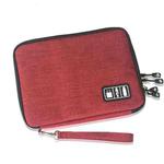 Double Layer Digital Storage Bag Data Cable Finishing Bag Elastic Waterproof Portable Electronic Storage Bag, Size:24x16x3.5cm(Wine Red)