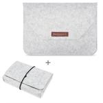 Portable Air Permeable Felt Sleeve Bag for MacBook Laptop, with Power Storage Bag, Size:12 inch(Grey)