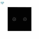 Wifi Wall Touch Panel Switch Voice Control Mobile Phone Remote Control, Model: Black 2 Gang (Zero Firewire Wifi )
