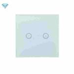 Wifi Wall Touch Panel Switch Voice Control Mobile Phone Remote Control, Model: White 2 Gang (Zero Firewire Zigbee)
