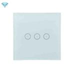 Wifi Wall Touch Panel Switch Voice Control Mobile Phone Remote Control, Model: White 3 Gang (Zero Firewire Zigbee)