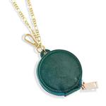 2 PCS Drop-Roof Dust-Proof PU Leather Case Bag With Mirror & Necklace Chain & Key Ring For Bluetooth Headset(Dark Green)