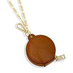 2 PCS Drop-Roof Dust-Proof PU Leather Case Bag With Mirror & Necklace Chain & Key Ring For Bluetooth Headset(Coffee)