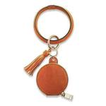 2 PCS PU Leather Wrist Keychain Bluetooth Earphone Bag Mirror Cosmetic Bag(Coffee)