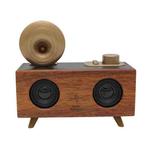 B6 Wooden Double Speakers Wireless Bluetooth Speaker Subwoofer Portable Outdoor Radio 3D Surround Small Speaker(Dark Wood)