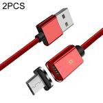 2 PCS ESSAGER Smartphone Fast Charging and Data Transmission Magnetic Cable with Micro USB Magnetic Head, Cable Length: 1m(Red)