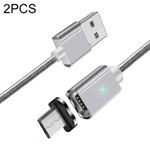 2 PCS ESSAGER Smartphone Fast Charging and Data Transmission Magnetic Cable with Micro USB Magnetic Head, Cable Length: 1m(Silver)