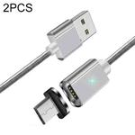 2 PCS ESSAGER Smartphone Fast Charging and Data Transmission Magnetic Cable with Micro USB Magnetic Head, Cable Length: 2m(Silver)