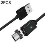 2 PCS ESSAGER Smartphone Fast Charging and Data Transmission Magnetic Cable with USB-C / Type-C Magnetic Head, Cable Length: 1m(Black)
