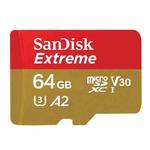 SanDisk U3 High-Speed Micro SD Card  TF Card Memory Card for GoPro Sports Camera, Drone, Monitoring 64GB(A2), Colour: Gold Card