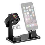 XMJ-001 3-In-1 Aluminum Alloy Charging Stand For IPhone / AirPods Pro / Apple Watch(Black)