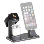 XMJ-001 3-In-1 Aluminum Alloy Charging Stand For IPhone / AirPods Pro / Apple Watch(Dark Gray)