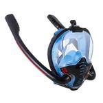 Snorkeling Mask Double Tube Silicone Full Dry Diving Mask Adult Swimming Mask Diving Goggles, Size: L/XL(Black/Blue)
