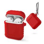 2 PCS Pure Color Simple Waterproof Earphone Protective Cover with Carabiner For AirPods 1 / 2(Red)