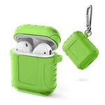 2 PCS Pure Color Simple Waterproof Earphone Protective Cover with Carabiner For AirPods 1 / 2(Grass Green)