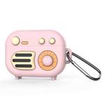 2 PCS Retro Radio Shape Protective Cover Silicone Case for AirPods Pro, Colour: Pink + Metal Hook
