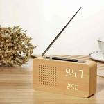 Dotted Log White Light Multifunctional Retro Radio Wooden Alarm Clock Mute Electronic Clock