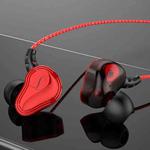 D2000 3.5mm Double-moving Coil Wire-controlled In-ear Sports Gaming Wired Earphone(Red)
