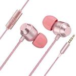 XK-059 3.5mm In-ear Heavy Bass Gaming Music Metal Wired Earphone with Microphone(Pink)