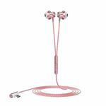 F12 Elbow Earbud Headset Wire Control With Wheat Mobile Phone Headset, Colour: Type-C (Pink)