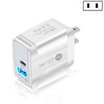 18W PD + QC 3.0 Fast Charge Travel Charger Power Adapter With LED Indication Function(US Plug White)