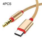 4 PCS 3.5mm To Type-C Audio Cable Microphone Recording Adapter Cable Mobile Phone Live Sound Card Cable(Gold)