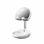 X6 Telescopic Folding Mobile Phone Tablet Universal Desktop Stand With Makeup Mirror(White)