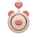 GIVELONG Hanging Neck Mini Rechargeable USB Fan Children Portable Leafless Fan(Bear (Pink))