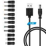 11 In 1 DC Power Cord USB Multi-Function Interchange Plug USB Charging Cable(Black)