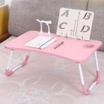 USB Folding Computer Desk With Fan & Lamp, Size: 60x40x28cm(Teenage Pink)