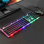 LIMEIDE GTX300 104 Keys Retro Round Key Cap USB Wired Mouse Keyboard, Cable Length: 1.4m, Colour: Punk Set Black