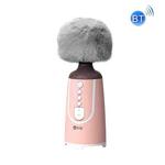 SUOAI MC11 Wireless Voice Changing Mobile Phone Bluetooth Singing Microphone, Colour: Cherry Pink+Gray Plush Cover