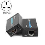 HDY-60 HDMI to RJ45 60m Extender Single Network Cable to For HDMI Signal Amplifier(UK Plug)