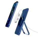 Magnetic Wireless Charging Mobile Bracket Foldable Desktop Aluminum Alloy Bracket for iPhone 12 Series(Sky Blue)