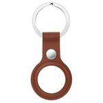 Anti-scratch Top-layer Cowhide Leather Protective Cover with Hanging Buckle for AirTag(Brown)