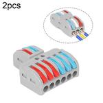 2pcs SPL-62 2 In 6 Out Colorful Quick Line Terminal Multi-Function Dismantling Wire Connection Terminal