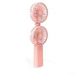 Portable Handheld Fan Office Desktop Multi-Function Folding Double Small Fan, Specification: 3000 mAh(Pink)