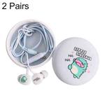 2 Pairs Cartoon Pattern Heavy Bass In-Ear Headphones Universal Wired Headphones with Microphone(Light Blue)