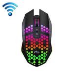 8 Keys 1200DPI Office Games Hollow Luminous Wireless Mouse(Black)